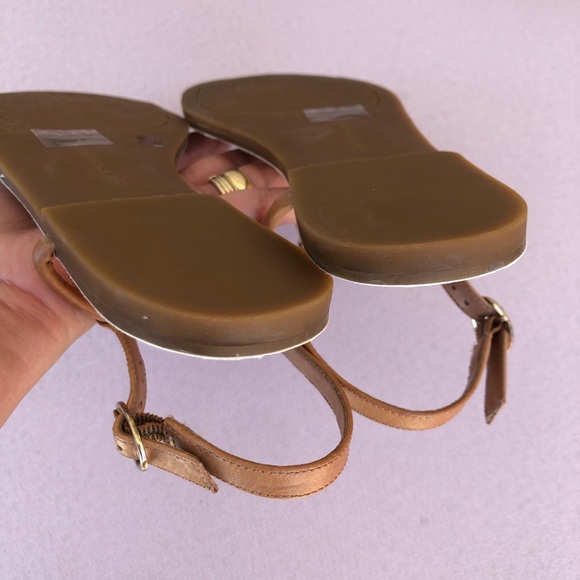 Gianni Bini Leather Navy Blue & Gold Tong Adjustable Ankle Strap Sandals 9.5 - Picture 14 of 16